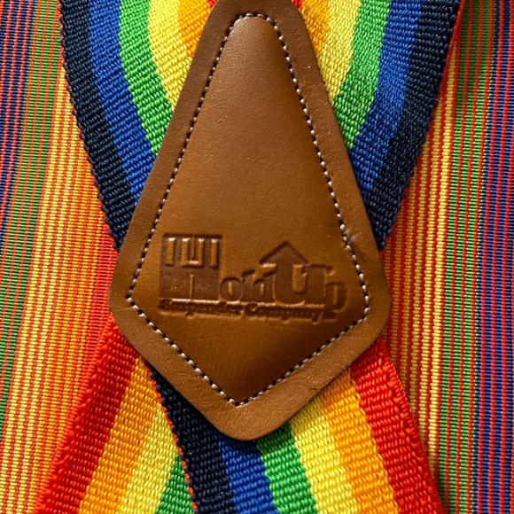 HOLDUP SUSPENDER COMPANY RAINBOW DESIGN ADJUSTABLE MULTI COLORED SUSPENDERS O/S - Picture 5 of 5